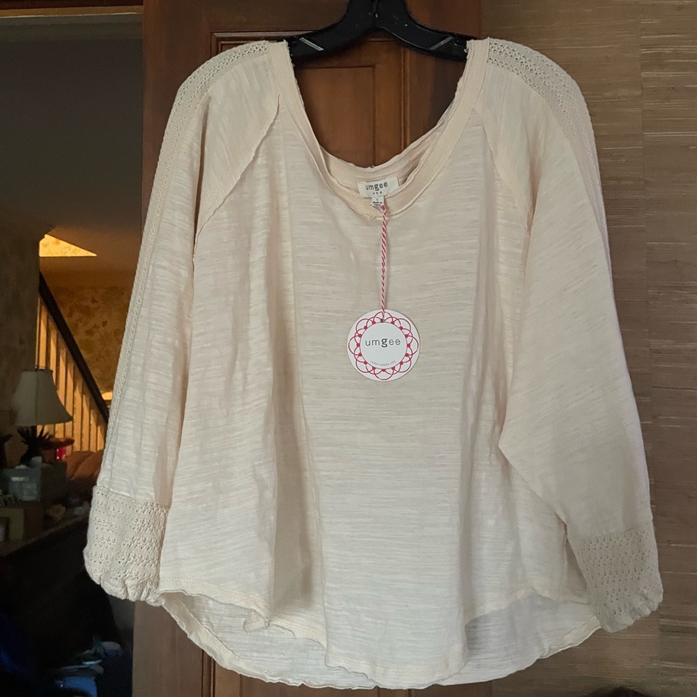 Umgee Cream Peasant Style With Crochet Accents L